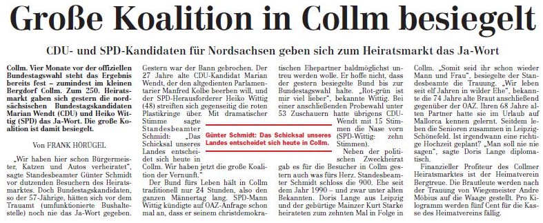 Große Koalition in Collm besiegelt